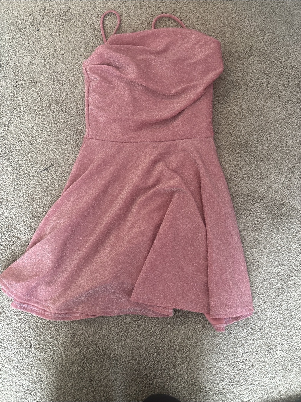 Windsor Shimmer Pink Cowl Neck Mini Dress
